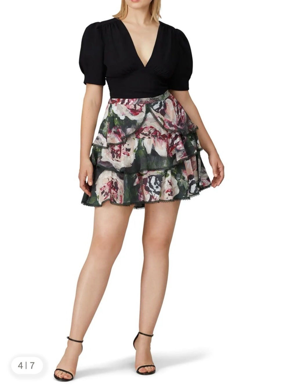 Romantic Floral Ruffle Mini Skirt in Multi Floral